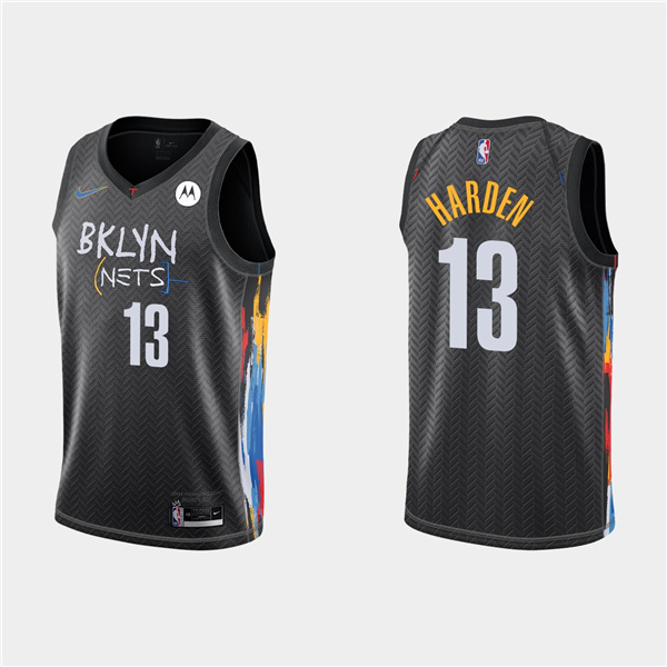 Men's Brooklyn Nets #13 James Harden Black NBA City Edition 2020-21 Honor Basquiat Stitched Jersey